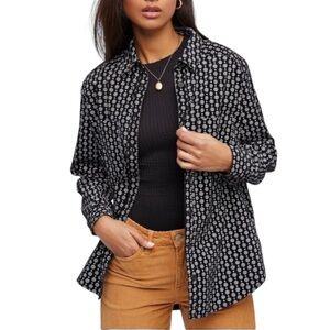Free People Black and White Button Down Shirt